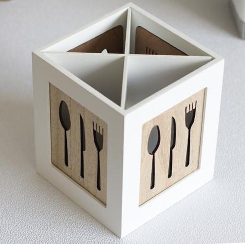 居家日用厨房多功能用品收纳盒桌面整理木质创意产品西餐餐具勺筷子